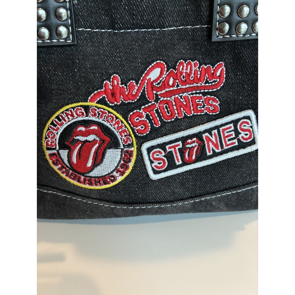 The Rolling Stones Black Denim Small Studded purse. - Picture 2 of 6